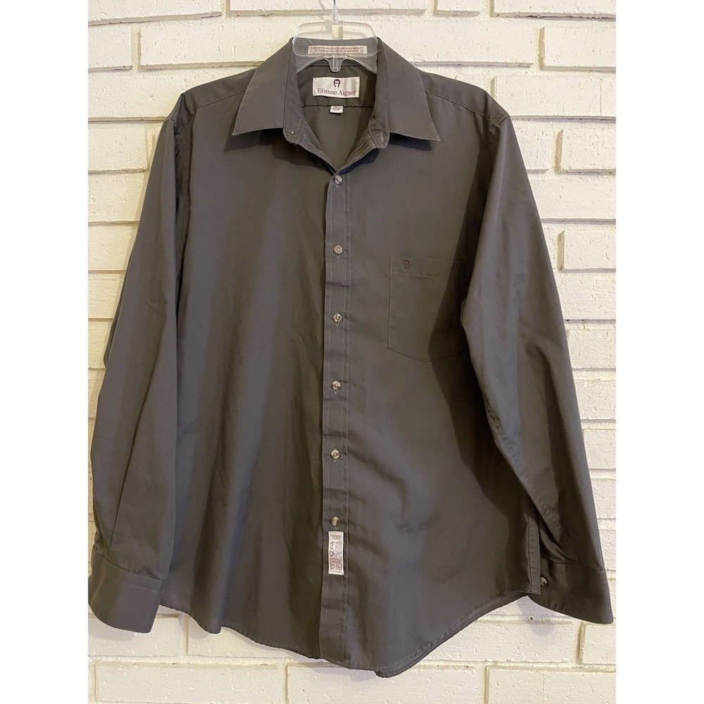 Etienne Aigner‎ Men's Dress Shirt Size  16.5 /34-35 Gray Button Up Long Sleeve